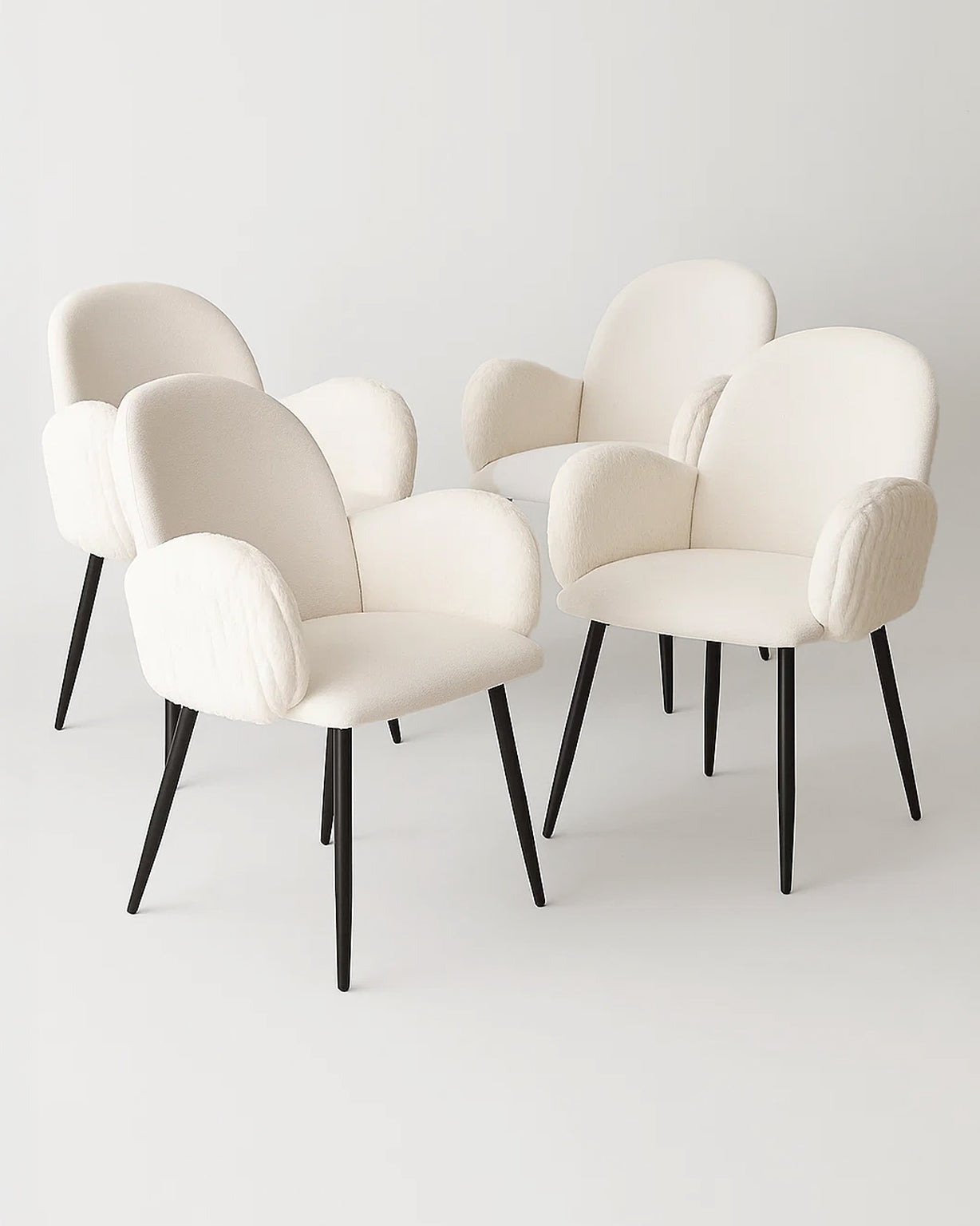Nubbi Upholstered Dining Chairs – Set of 4 (Soft White) – Outlet Outlet Products - Marcel Olsen