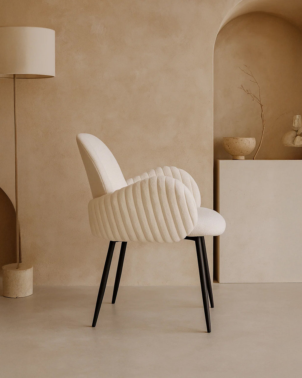 Nubbi Upholstered Dining Chairs – Set of 4 (Soft White) – Outlet Outlet Products - Marcel Olsen