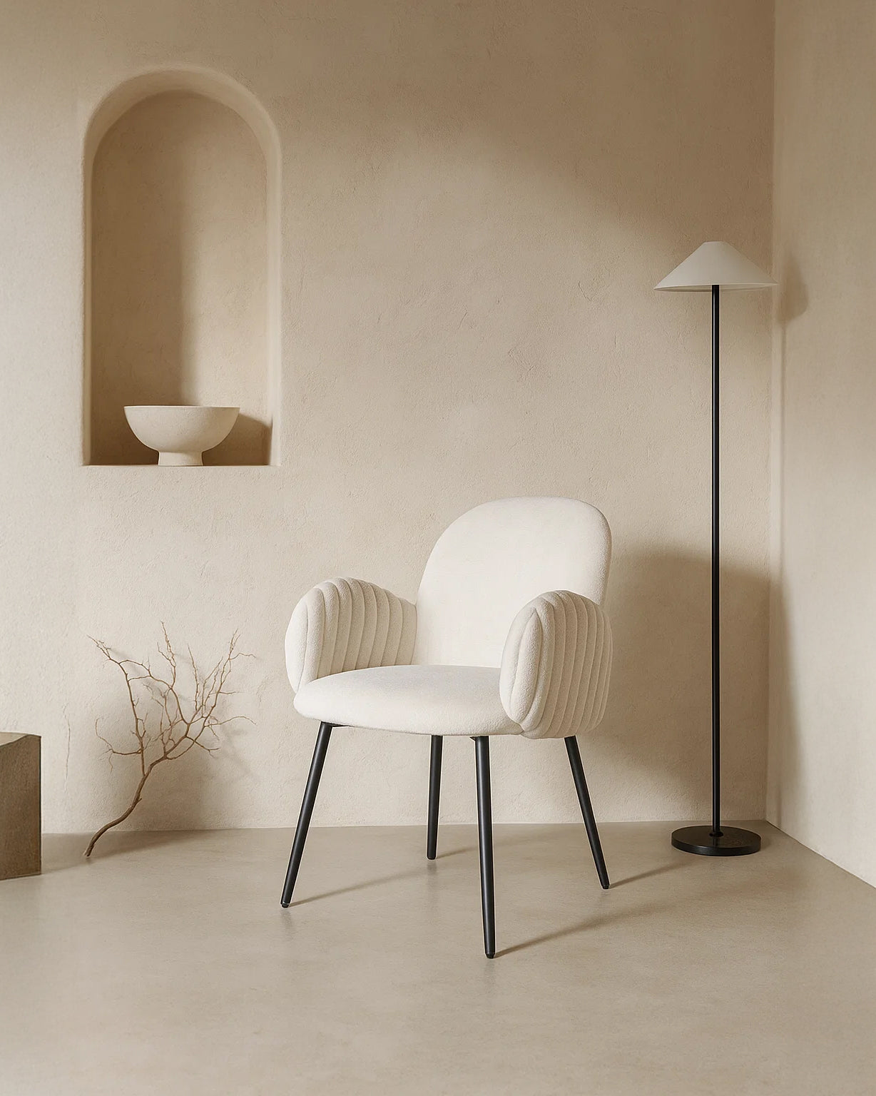 Nubbi Upholstered Dining Chair – Set of 2 (Soft White) – Outlet - Marcel Olsen
