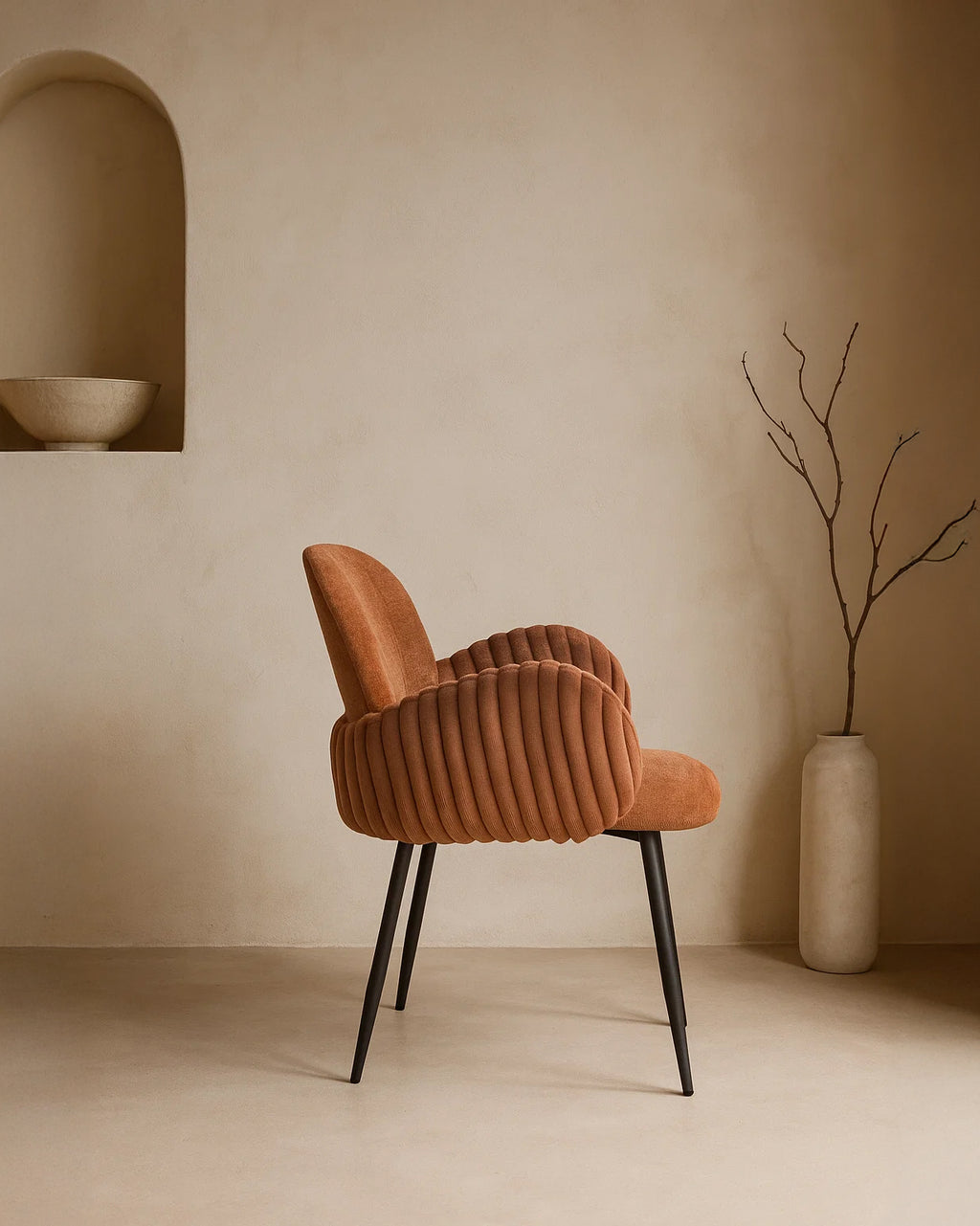Nubbi Upholstered Dining Chairs – Set of 4 (Terracotta Brown) – Outlet Outlet Products - Marcel Olsen