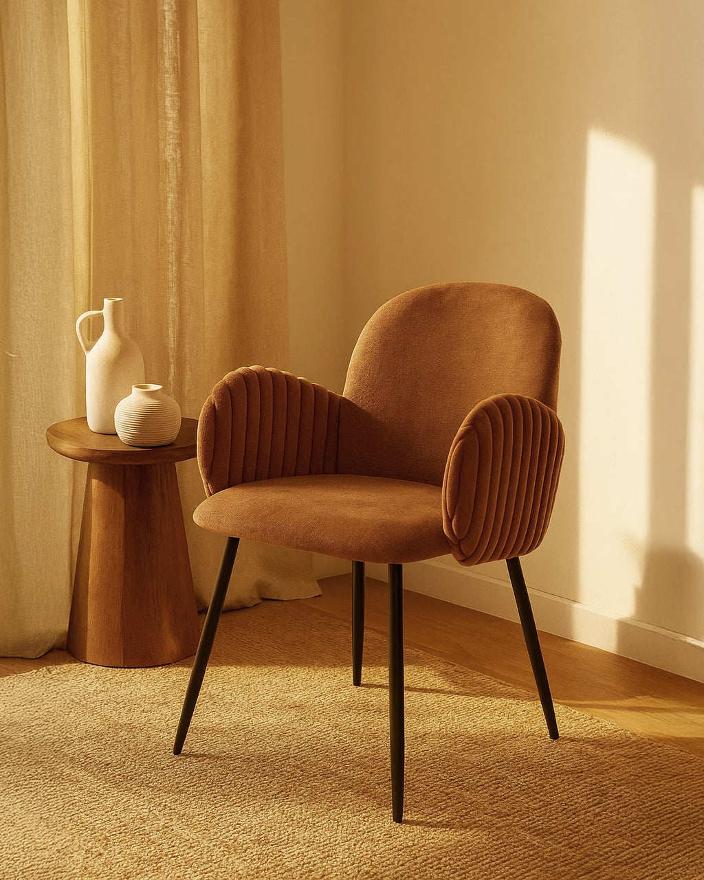 Nubbi Upholstered Dining Chairs – Set of 4 (Terracotta Brown) – Outlet Outlet Products - Marcel Olsen