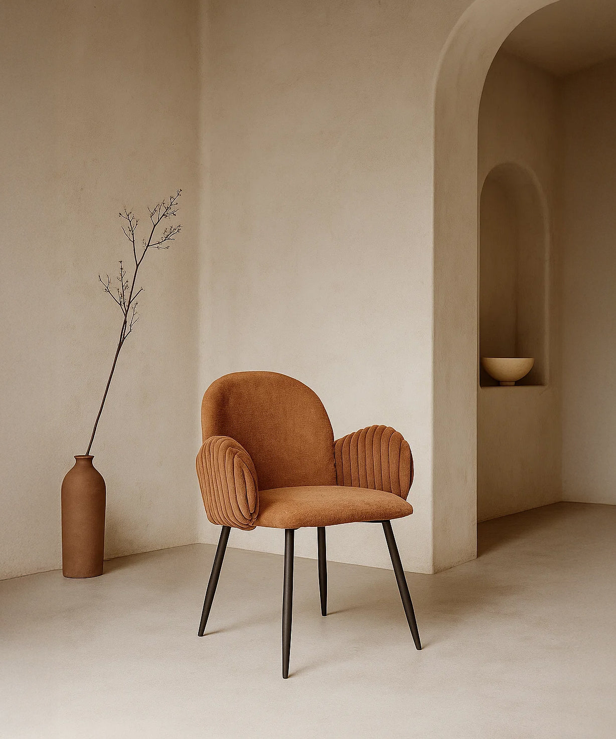 Nubbi Upholstered Dining Chair - Terracotta Brown - Marcel Olsen