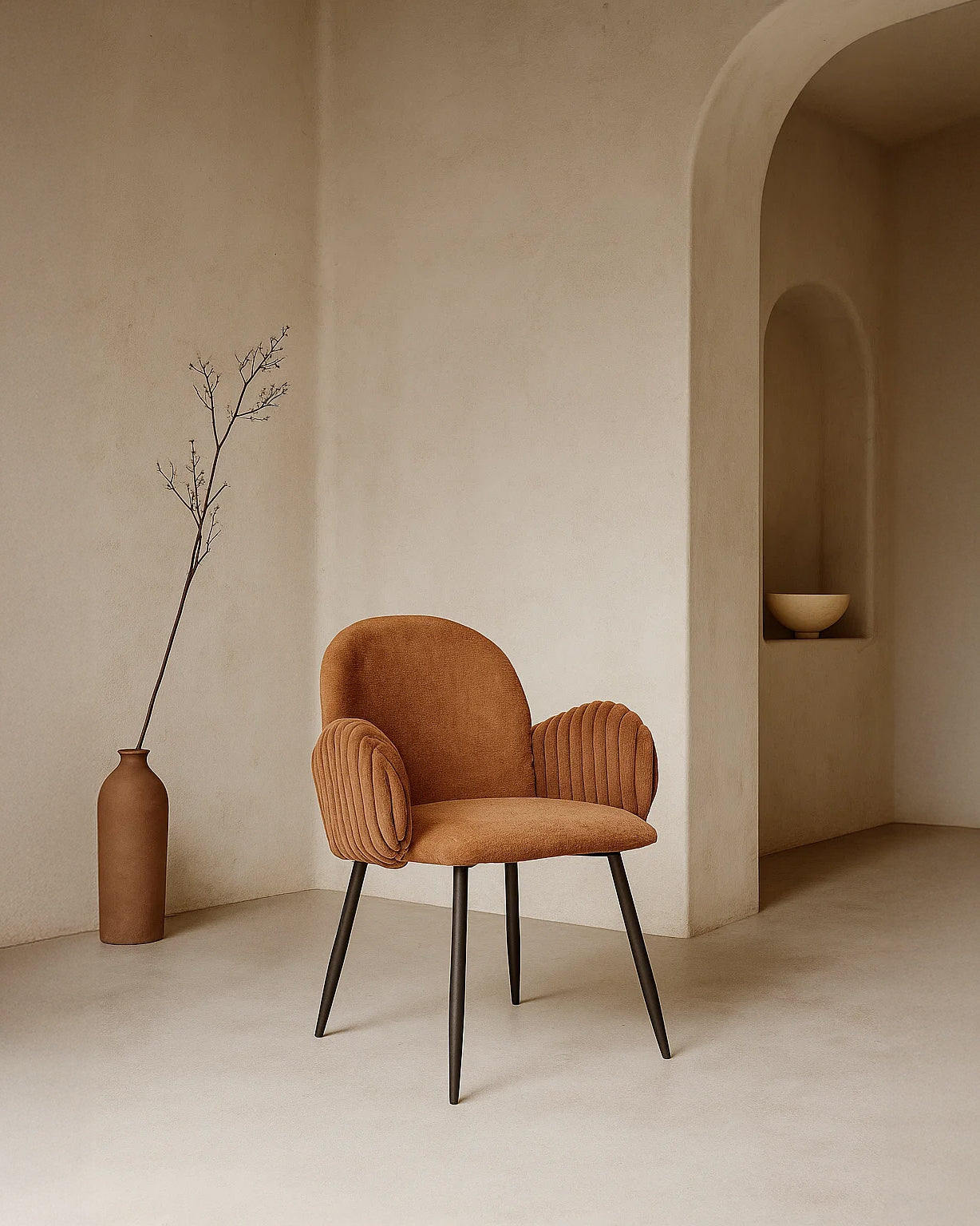 Nubbi Upholstered Dining Chair - Terracotta Brown (4 Units) - Marcel Olsen