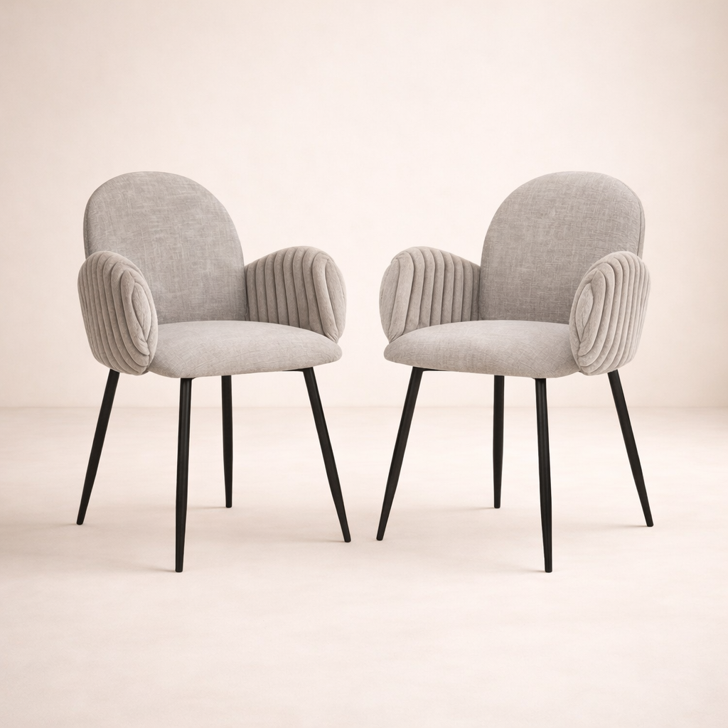 Nubbi Upholstered Dining Chair – Set of 2 (Cloud Grey) – Outlet - Marcel Olsen