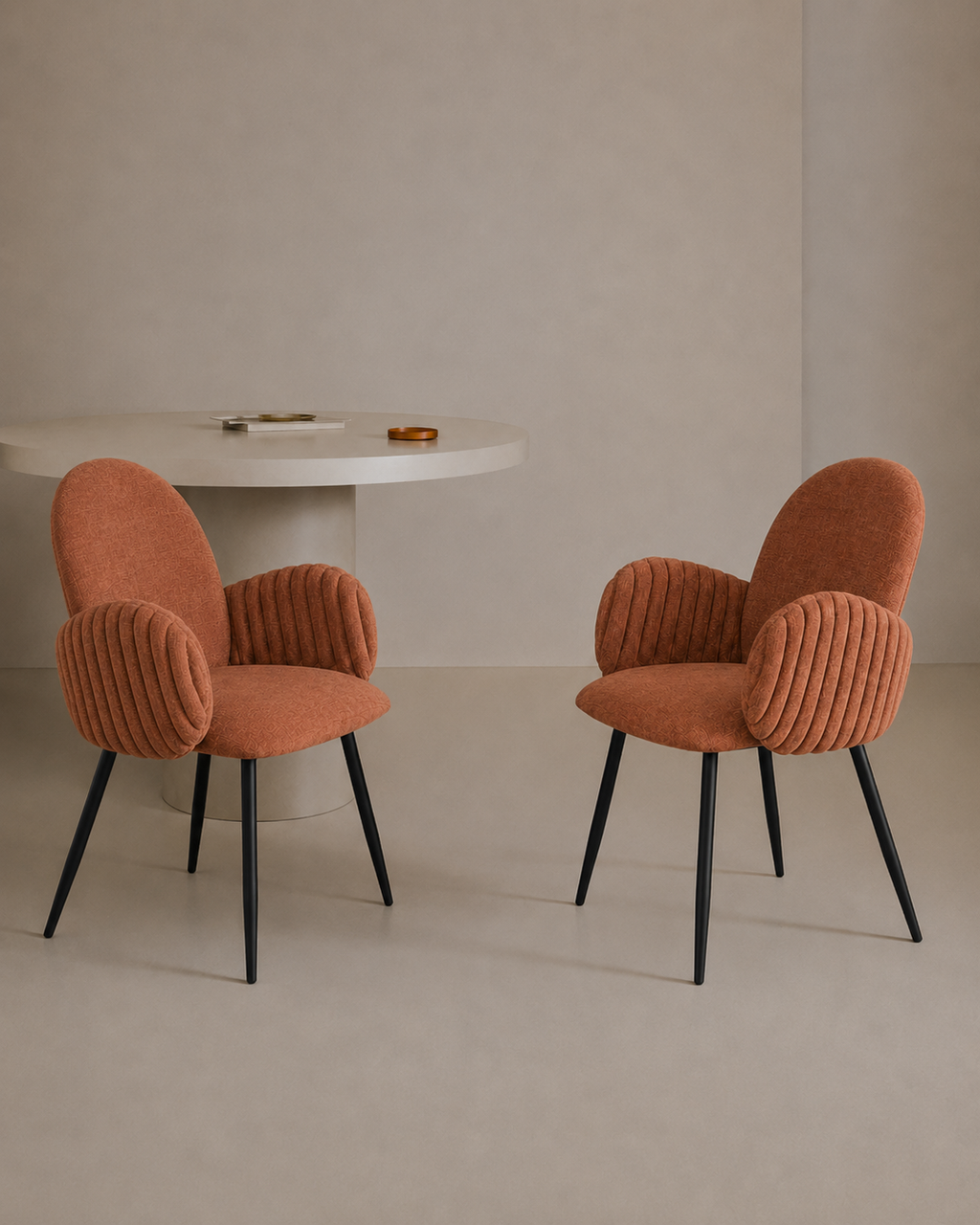 Chaise de salle à manger rembourrée Nubbi – Lot de 2 (Marron terracotta) – Outlet