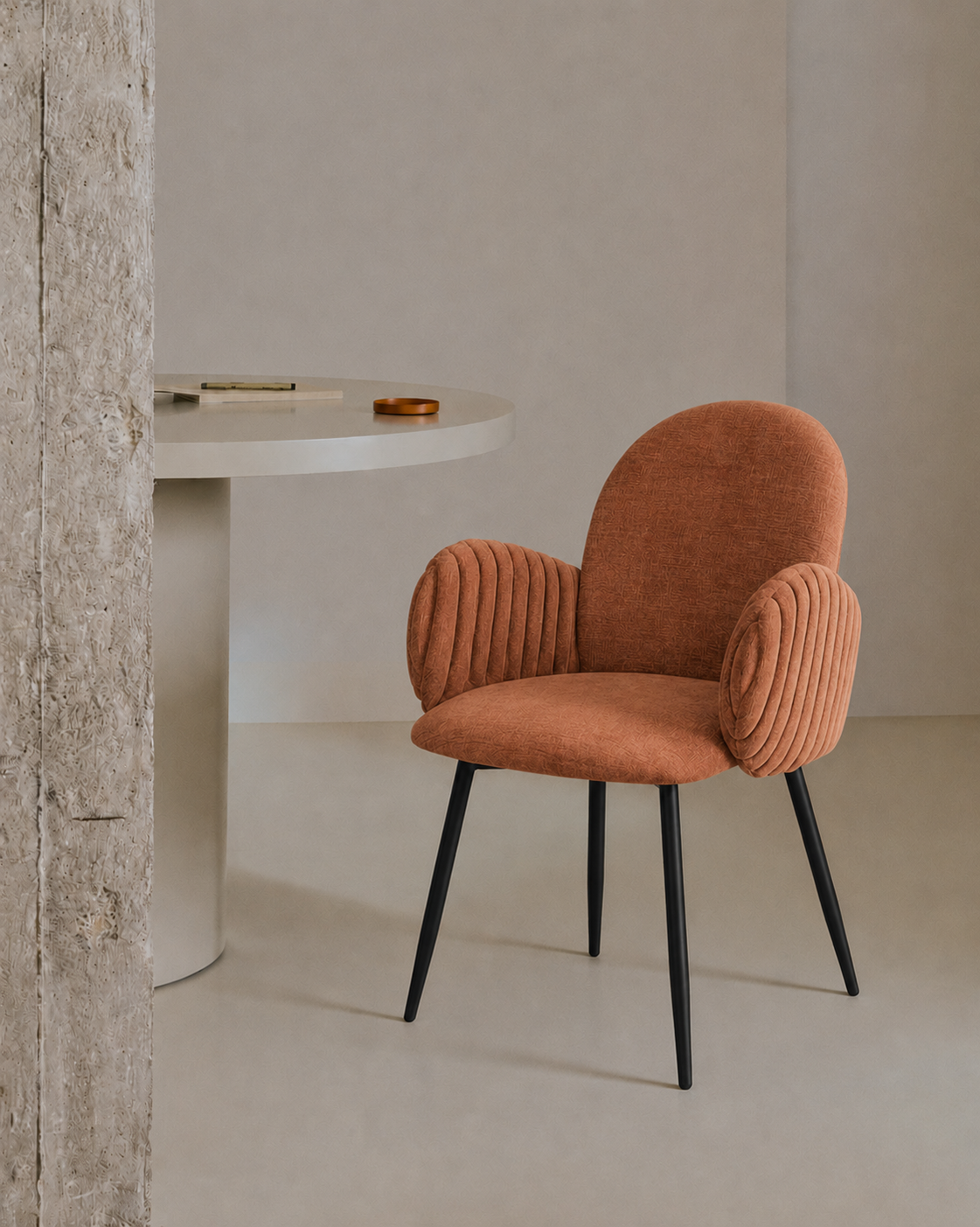 Chaise de salle à manger rembourrée Nubbi – Lot de 2 (Marron terracotta) – Outlet