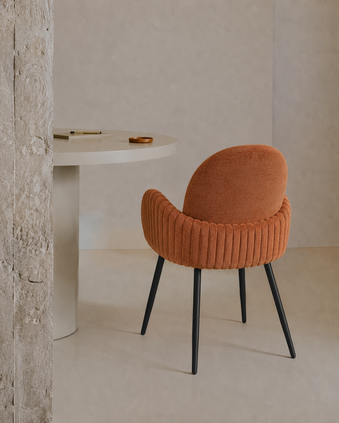 Chaise de salle à manger rembourrée Nubbi – Lot de 2 (Marron terracotta) – Outlet