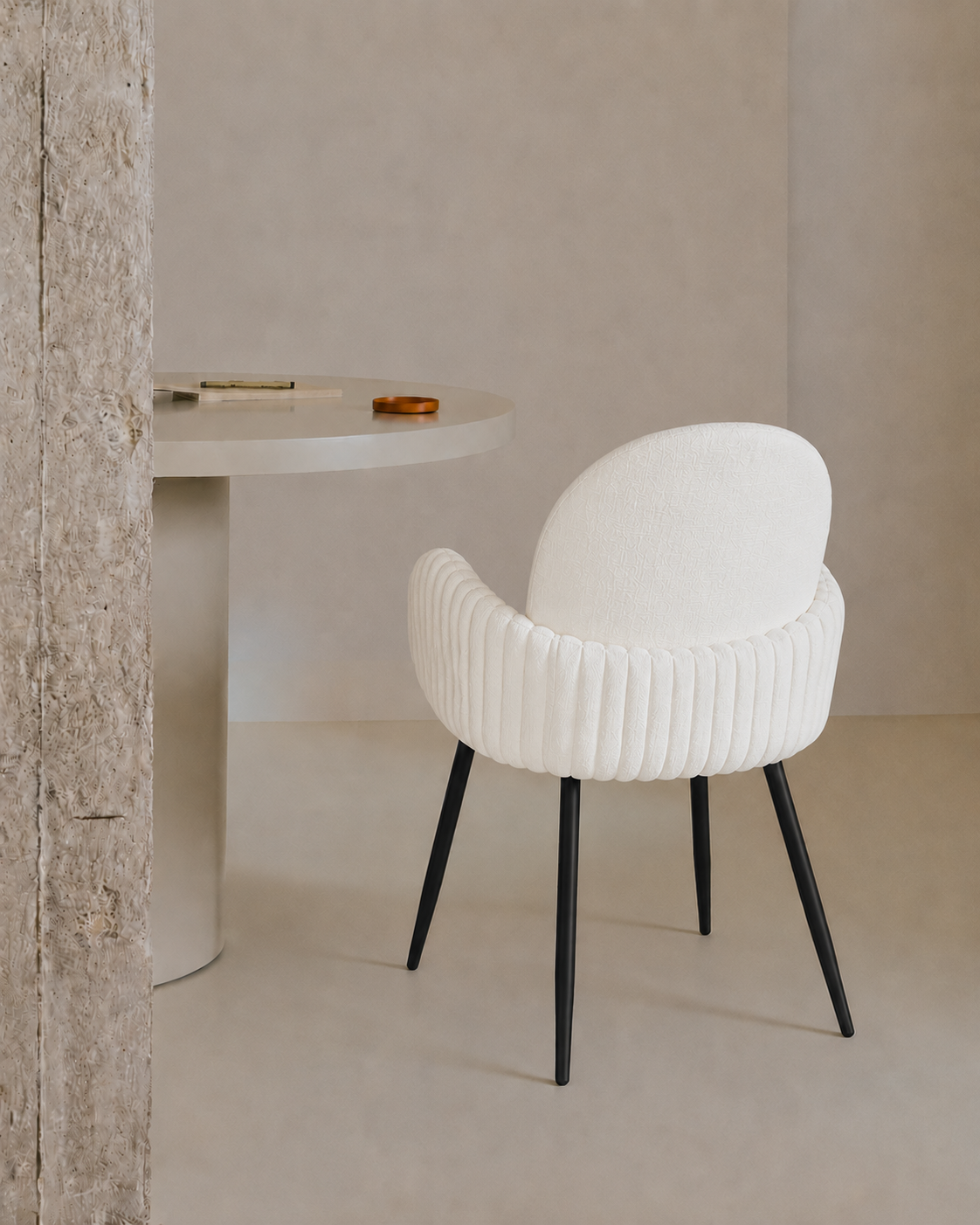 Chaise de salle à manger rembourrée Nubbi – Lot de 2 (Blanc doux) – Outlet