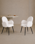 Nubbi Upholstered Dining Chair – Set of 2 (Soft White) – Outlet - Marcel Olsen