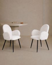 Chaise de salle à manger rembourrée Nubbi – Lot de 2 (Blanc doux) – Outlet