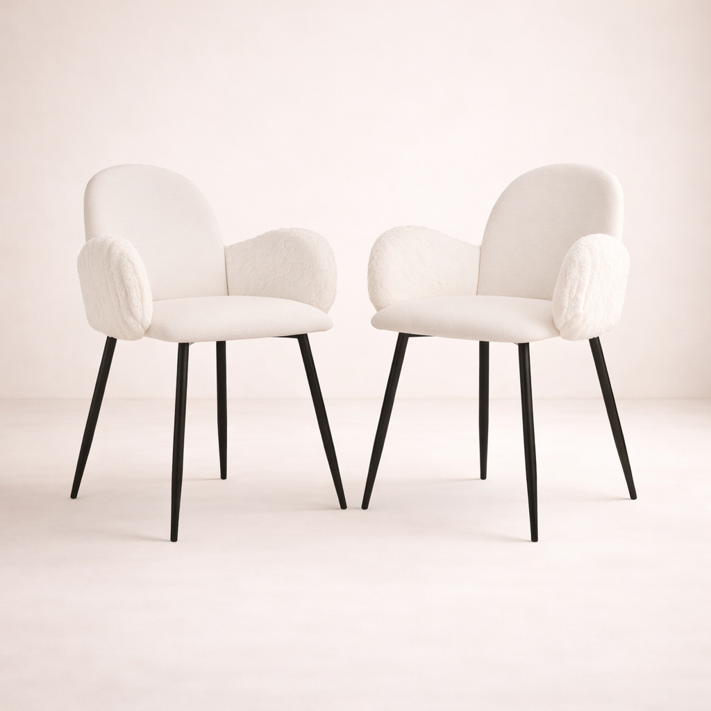 Nubbi Upholstered Dining Chair – Set of 2 (Soft White) – Outlet - Marcel Olsen
