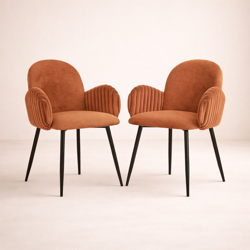 Nubbi Upholstered Dining Chair – Set of 2 (Terracotta Brown) – Outlet - Marcel Olsen