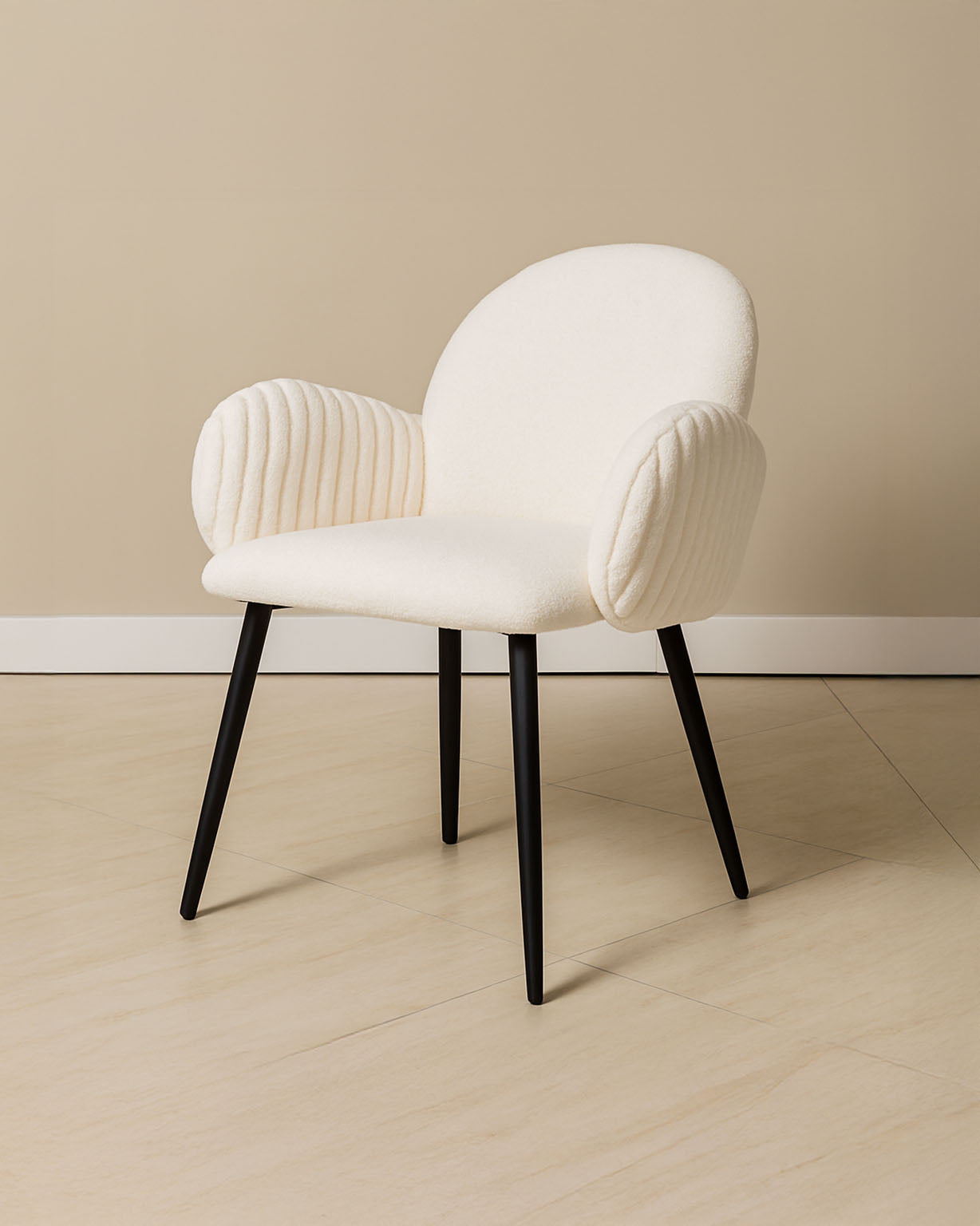 Nubbi Upholstered Dining Chair - Soft White - Jacob Bek
