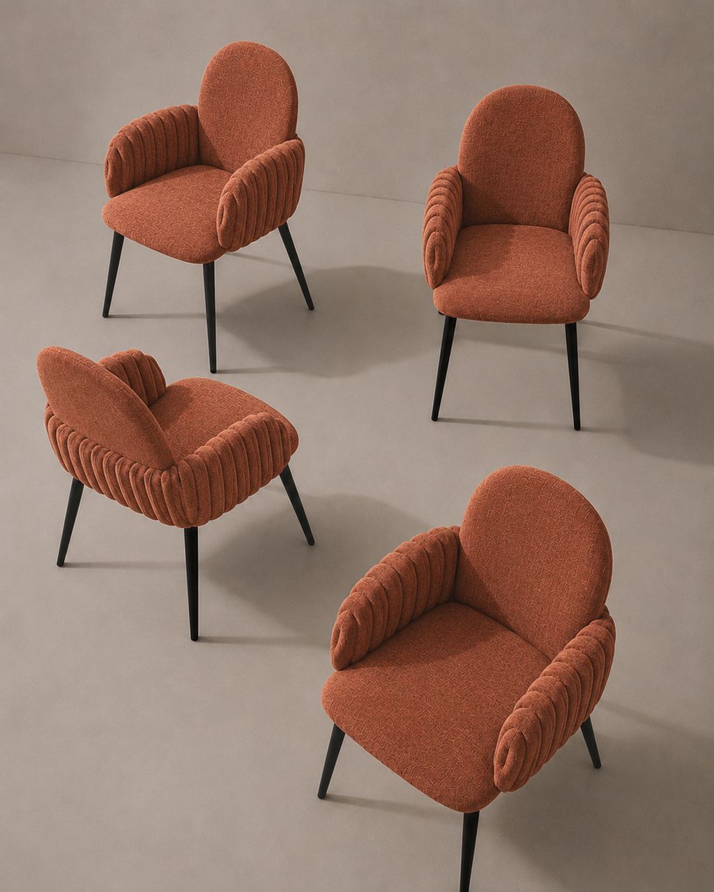Nubbi Upholstered Dining Chairs – Set of 4 (Terracotta Brown) – Outlet Outlet Products - Marcel Olsen