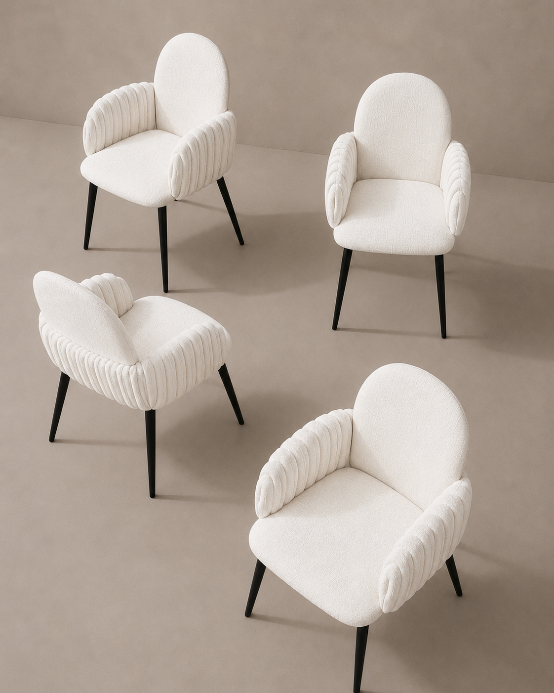 Nubbi Upholstered Dining Chairs – Set of 4 (Soft White) – Outlet Outlet Products - Marcel Olsen