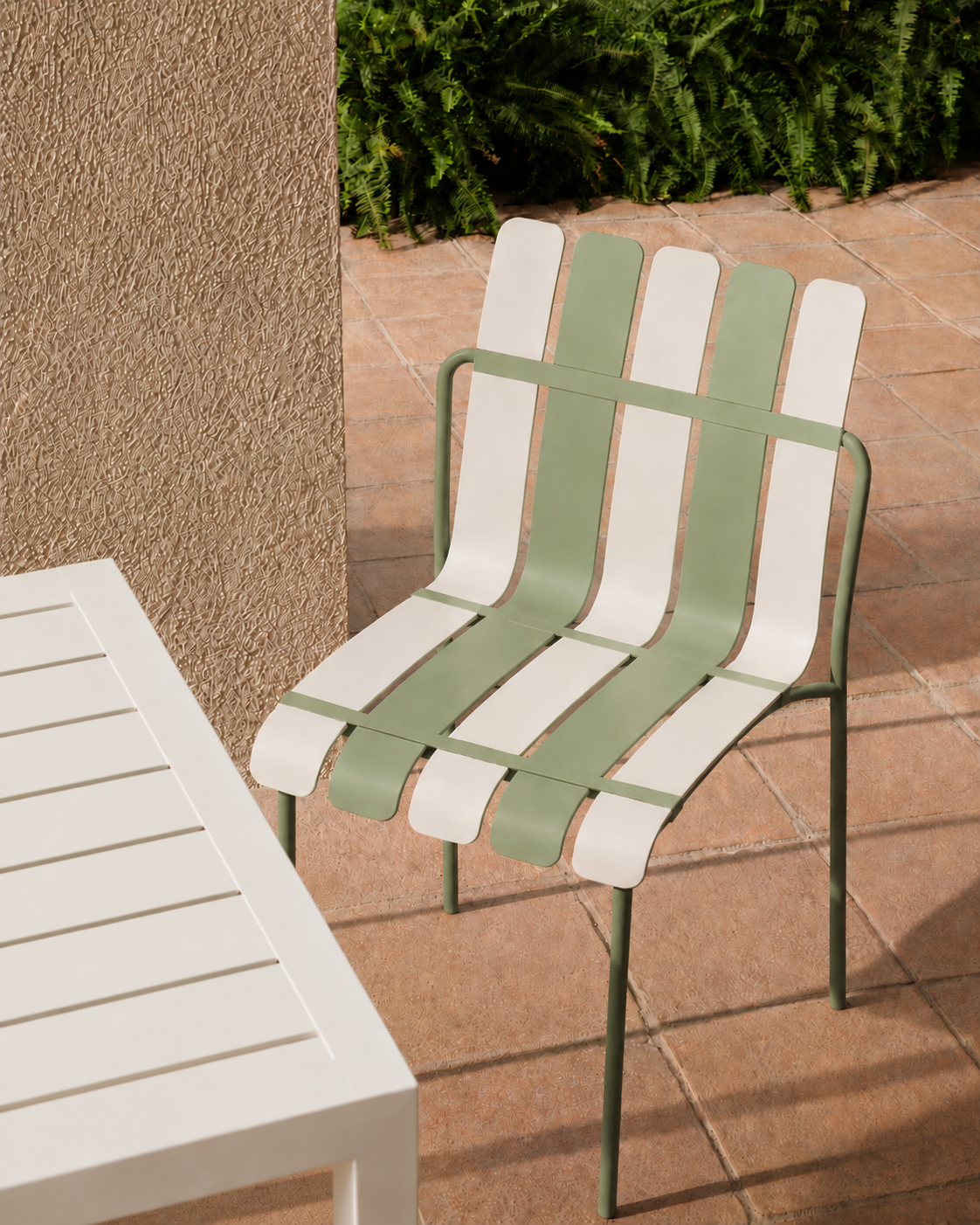 Ondara Outdoor Chairs – Set of 4 (Sage Green & White) – Outlet - Marcel Olsen