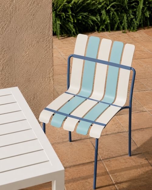 Ondara Outdoor Chairs – Set of 4 (Sea Blue & White) – Outlet - Marcel Olsen