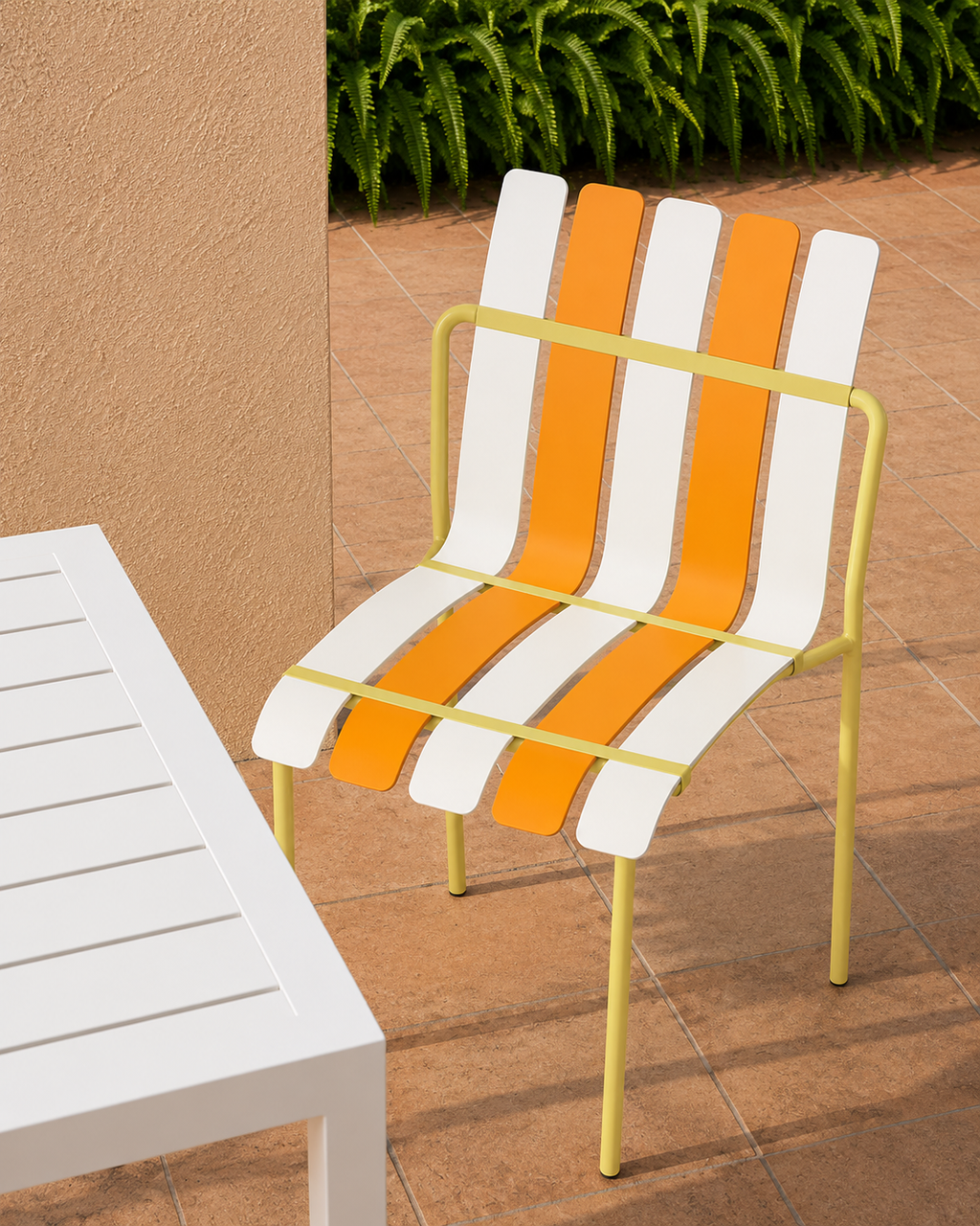 Ondara Outdoor Chairs – Set of 4 (Citrus Orange, Yellow & White) – Outlet - Marcel Olsen