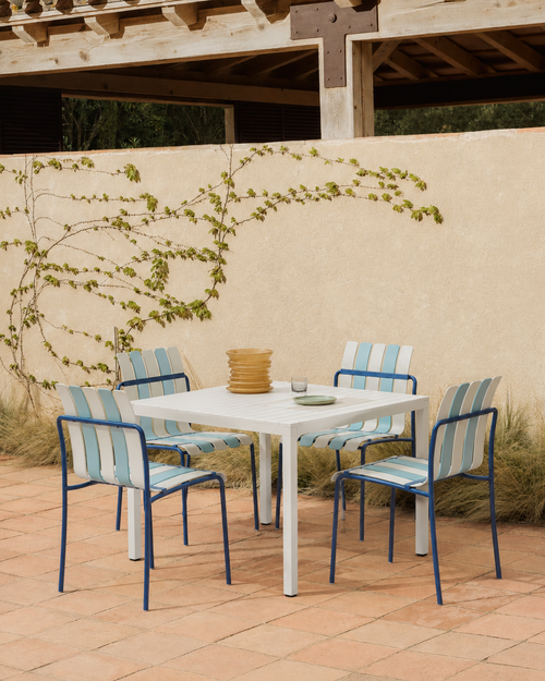Ondara Outdoor Chairs – Set of 4 (Sea Blue & White) – Outlet - Marcel Olsen