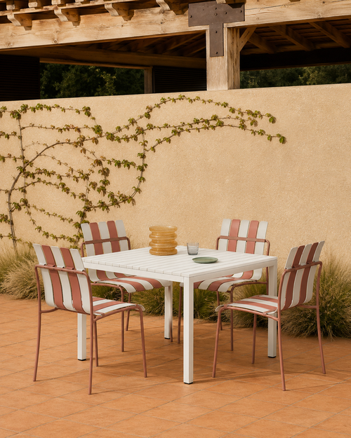 Ondara Outdoor Chairs – Set of 4 (Nude Beige & White) – Outlet - Marcel Olsen