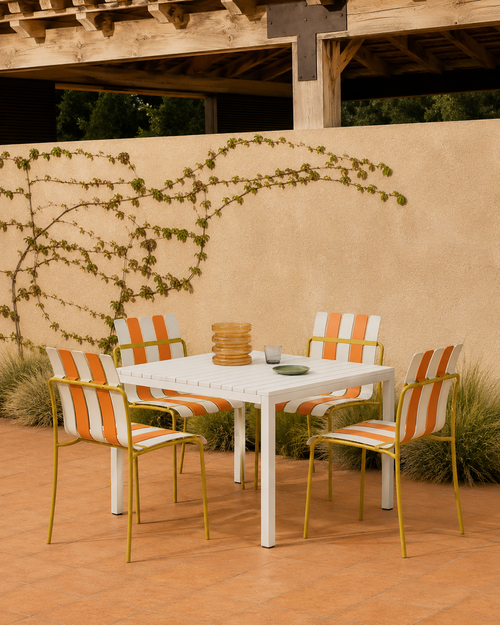 Ondara Outdoor Chairs – Set of 4 (Citrus Orange, Yellow & White) – Outlet - Marcel Olsen