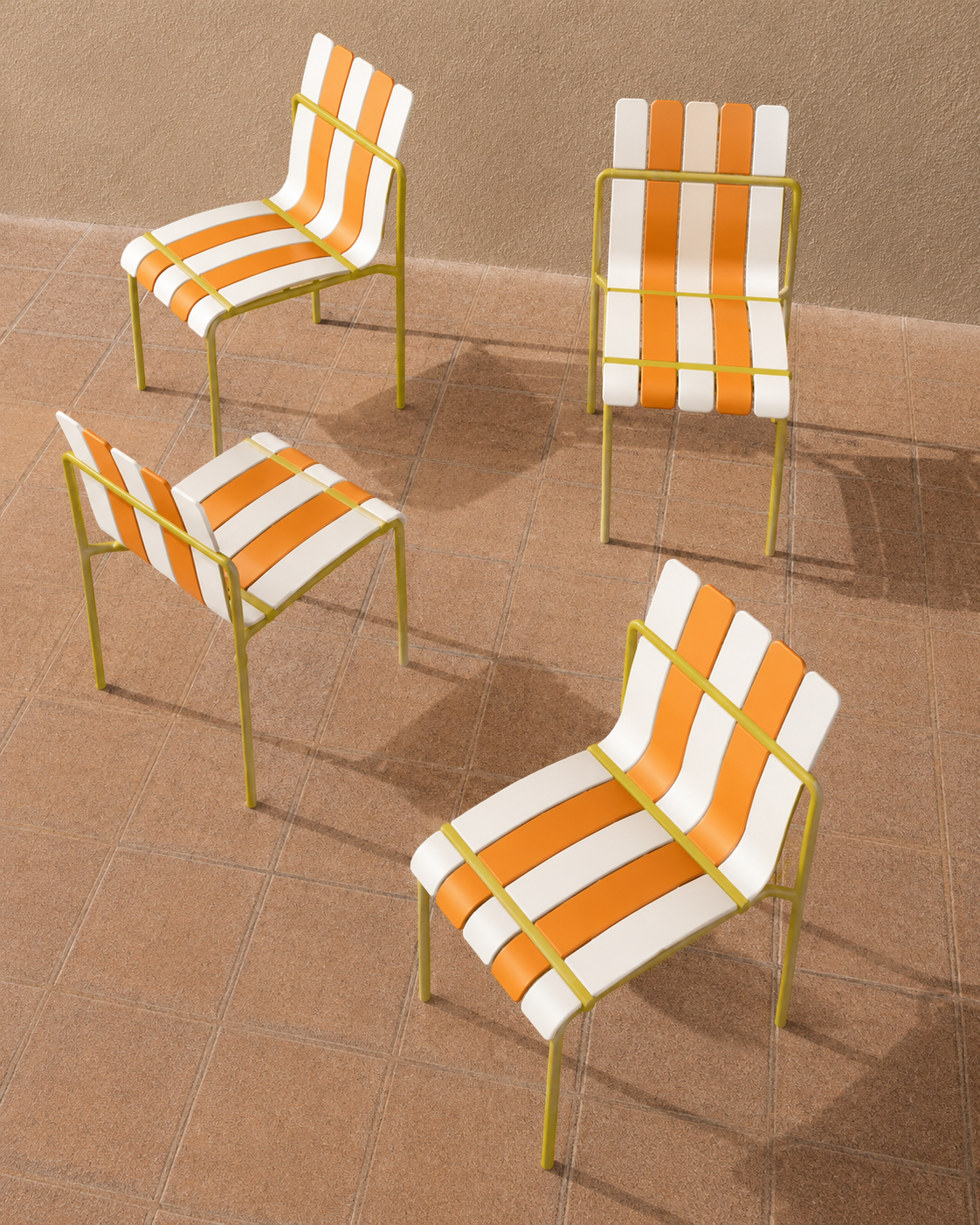 Ondara Outdoor Chairs – Set of 4 (Citrus Orange, Yellow & White) – Outlet - Marcel Olsen