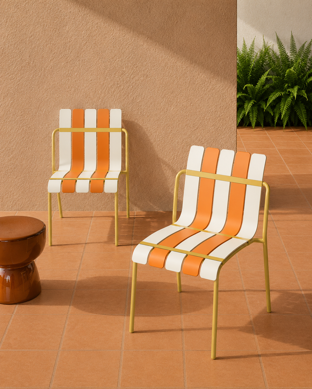 Ondara Outdoor Chairs – Set of 2 (Citrus Orange, Yellow & White) – Outlet - Marcel Olsen