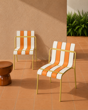 Ondara Outdoor Stoelen – Set van 2 (Citrus Oranje, Geel & Wit) – Outlet