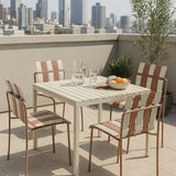 Ondara Outdoor 6 Chair & 2 Dining Table (Nude Beige & White) – Modern Boho Patio Pack - Marcel Olsen