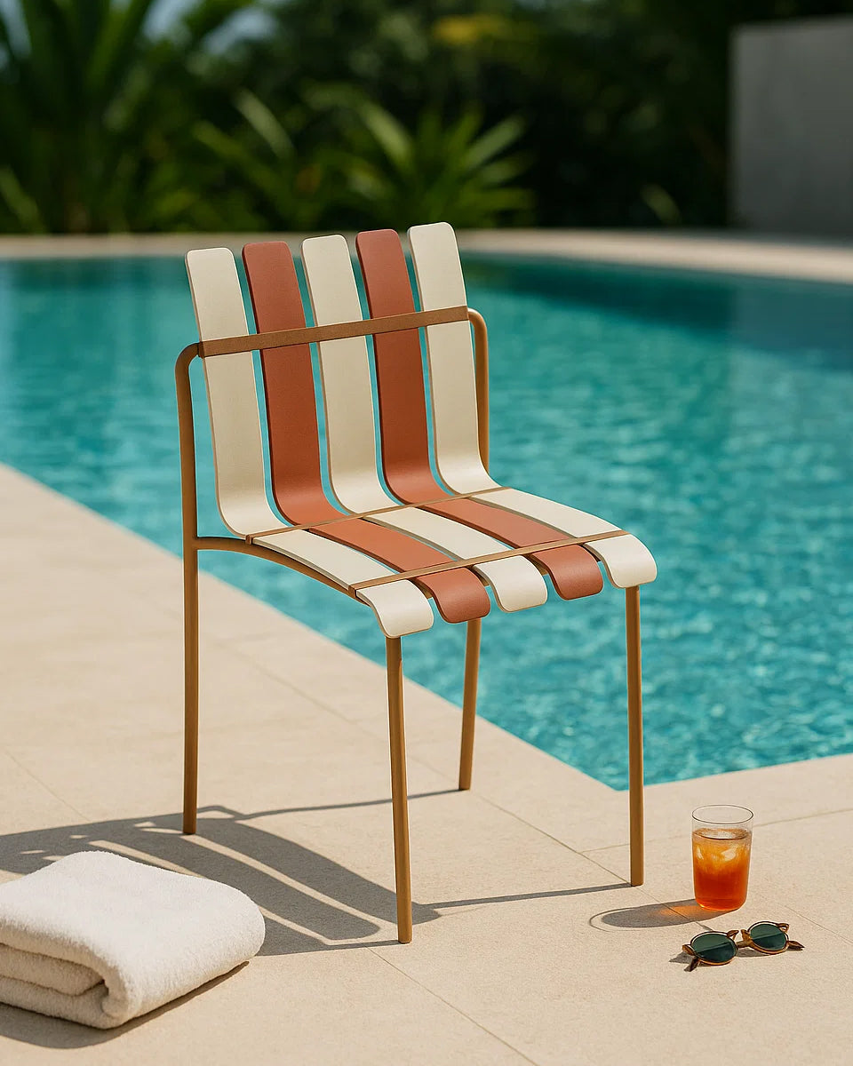 Ondara Outdoor Chairs – Set of 4 (Nude Beige & White) – Outlet - Marcel Olsen