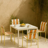 Ondara Outdoor 6 Chair & 2 Dining Table (Citrus Orange, Yellow & White) – Modern Boho Patio Pack - Marcel Olsen