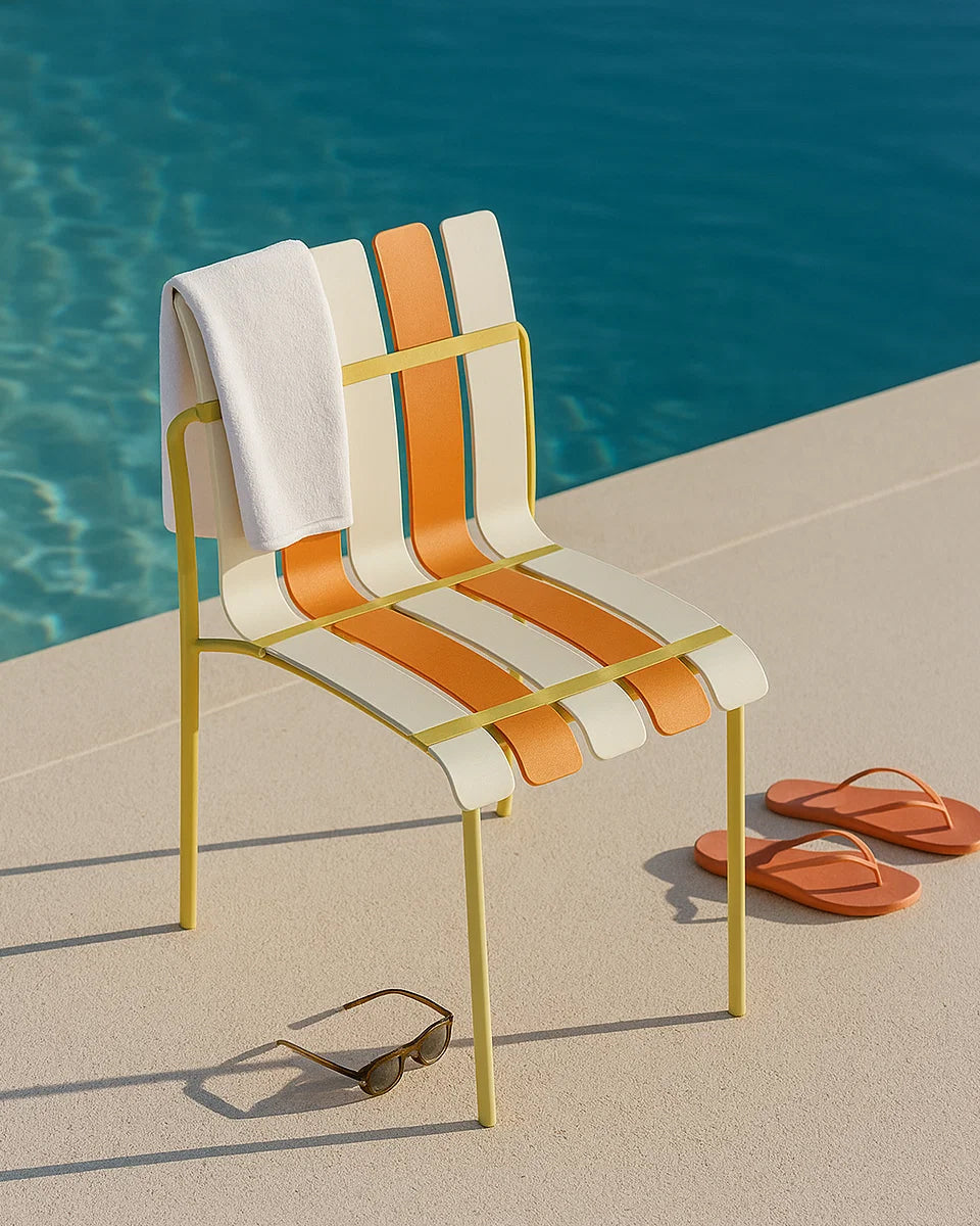 Ondara Outdoor 6 Chair & 2 Dining Table (Citrus Orange, Yellow & White) – Modern Boho Patio Pack - Marcel Olsen
