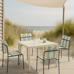 Ondara Outdoor 6 Chair & 2 Dining Table (Sea Blue & White) – Modern Boho Patio Pack - Marcel Olsen