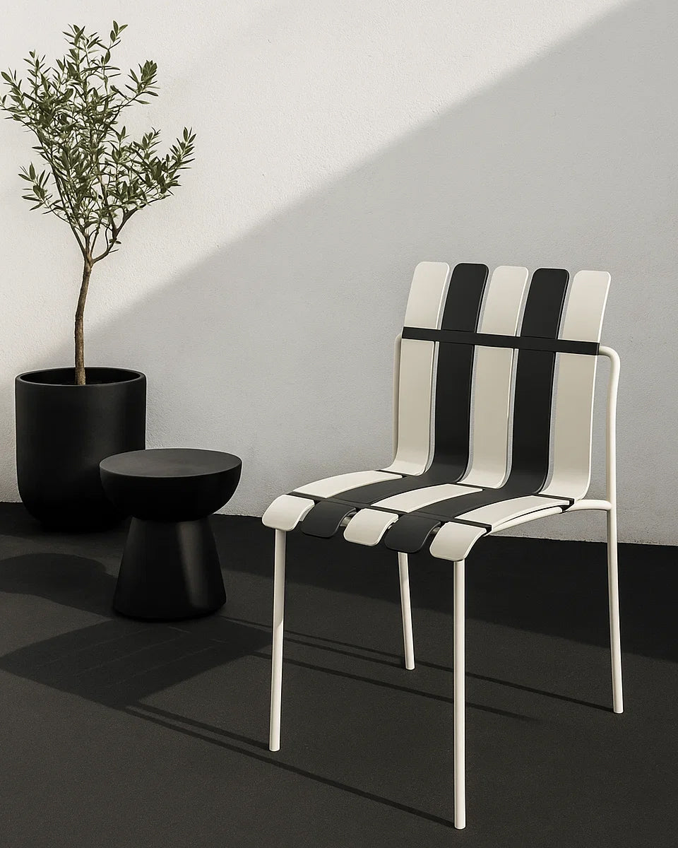 Ondara Outdoor Chair (Zebra Black & White) – Modern Boho Patio Chair - Marcel Olsen