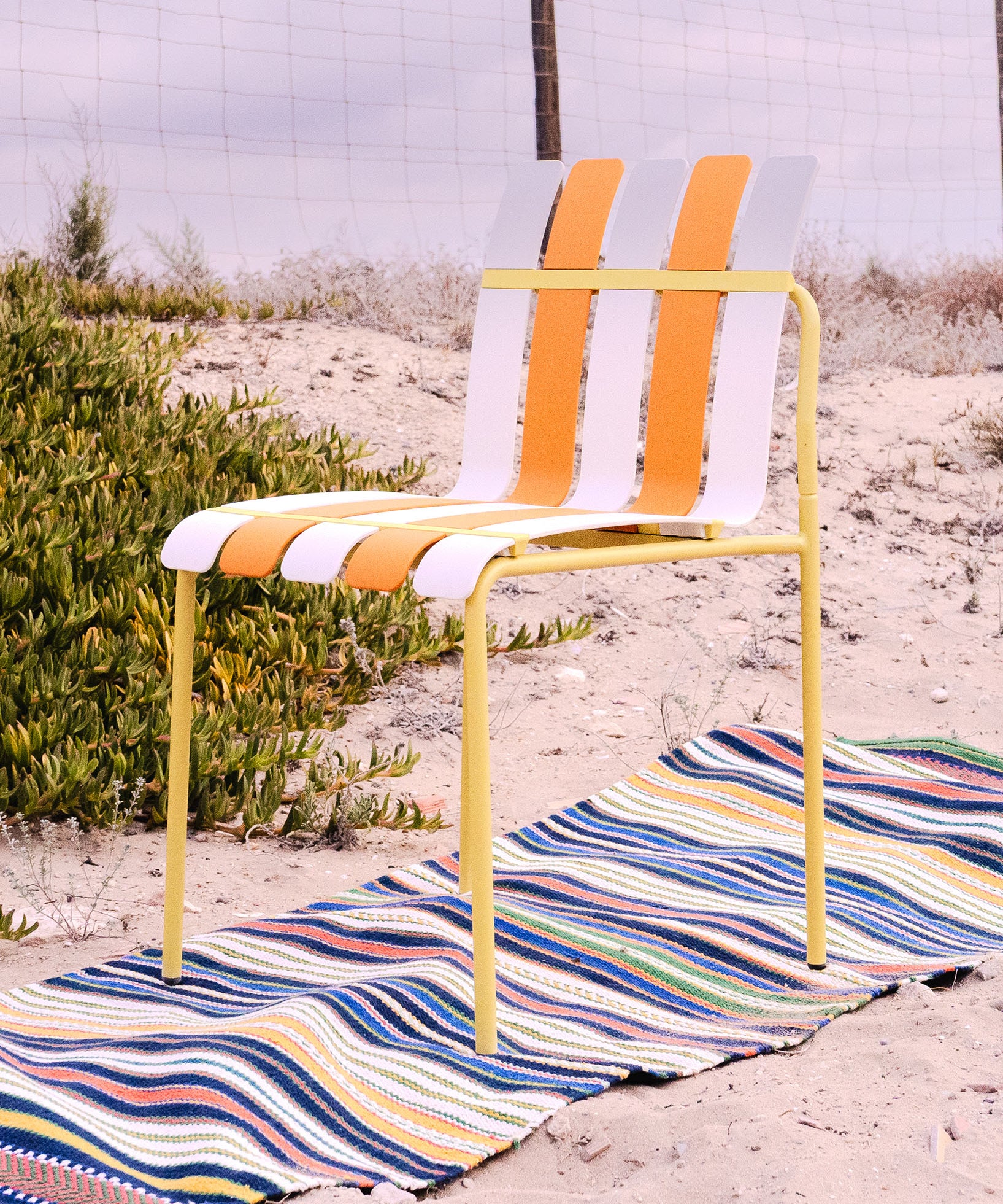 Ondara Outdoor Chair (Citrus Orange, Yellow & White) – Modern Boho Patio Chair - Marcel Olsen