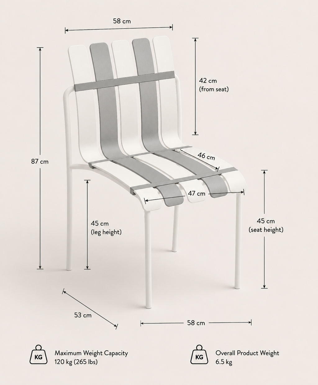 Ondara Outdoor 6 Chair & 2 Dining Table Set (Sea Blue & White) - Outlet - Marcel Olsen