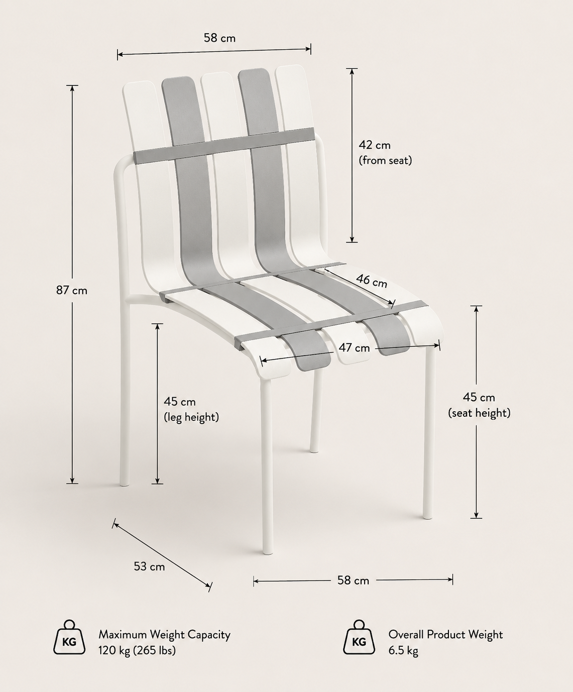 Ondara Outdoor 6 Chair & 2 Dining Table Set (Sea Blue & White) - Outlet - Marcel Olsen