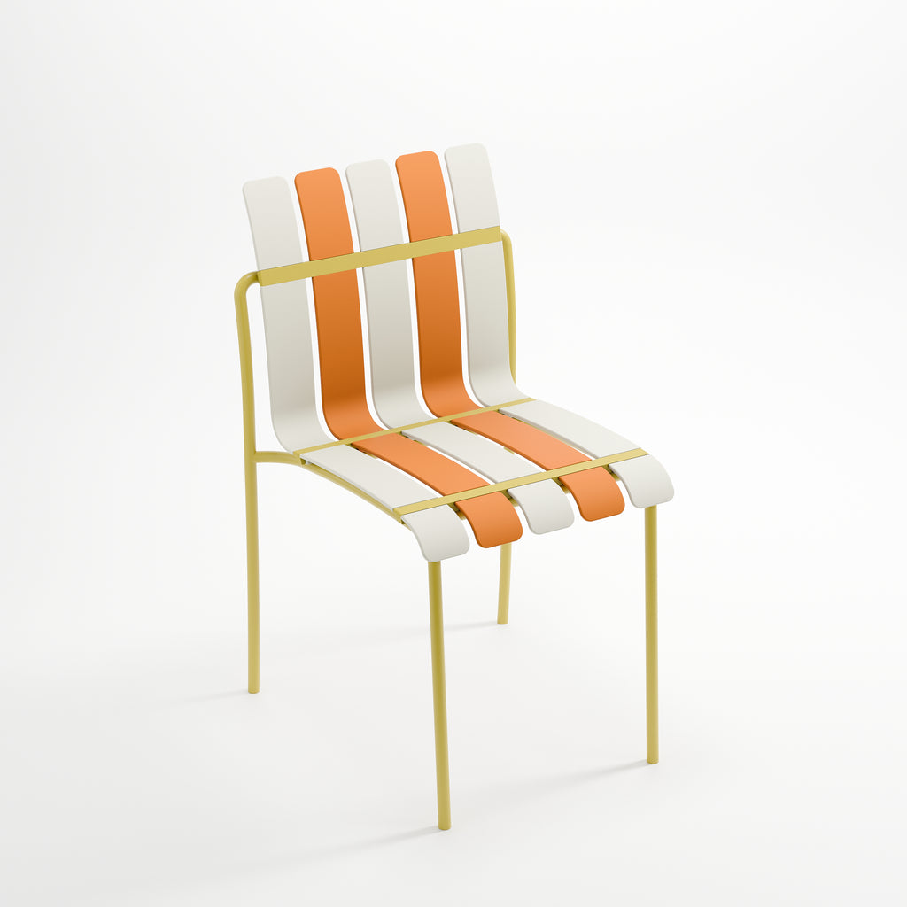 Ondara Outdoor Chairs – Set of 4 (Citrus Orange, Yellow & White) – Outlet - Marcel Olsen