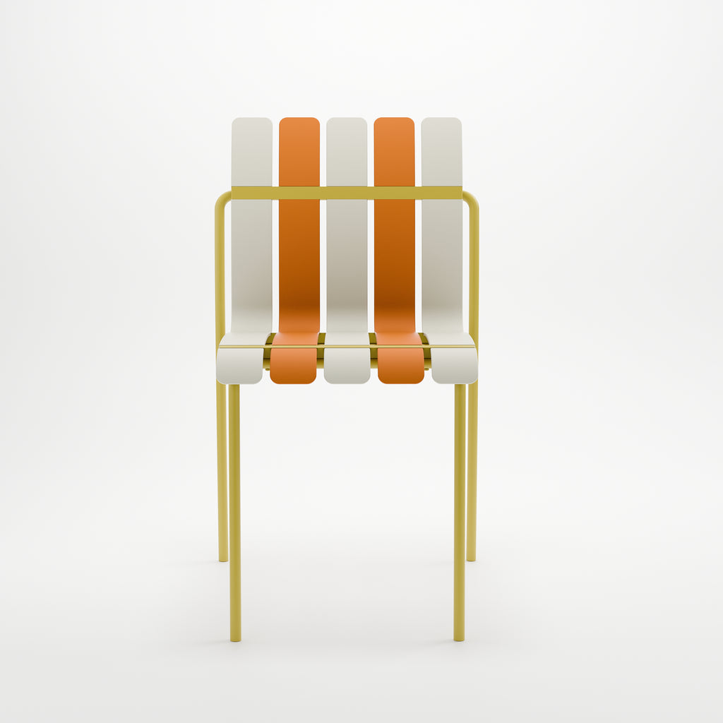Ondara Outdoor Chairs – Set of 4 (Citrus Orange, Yellow & White) – Outlet - Marcel Olsen