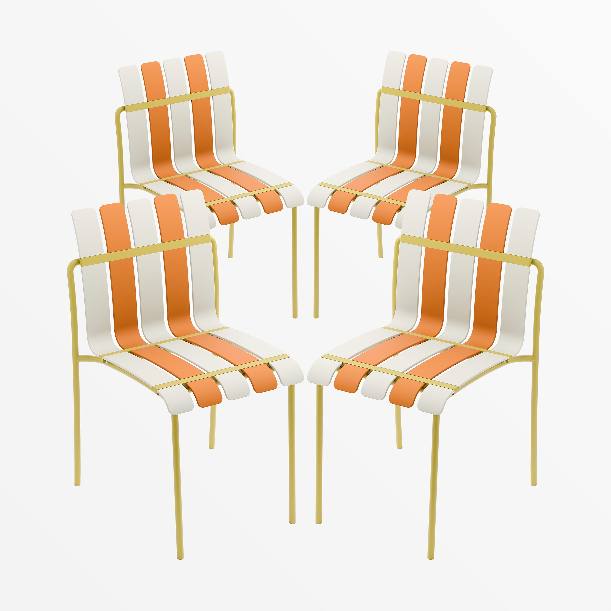 Ondara Outdoor Chairs – Set of 4 (Citrus Orange, Yellow & White) – Outlet - Marcel Olsen