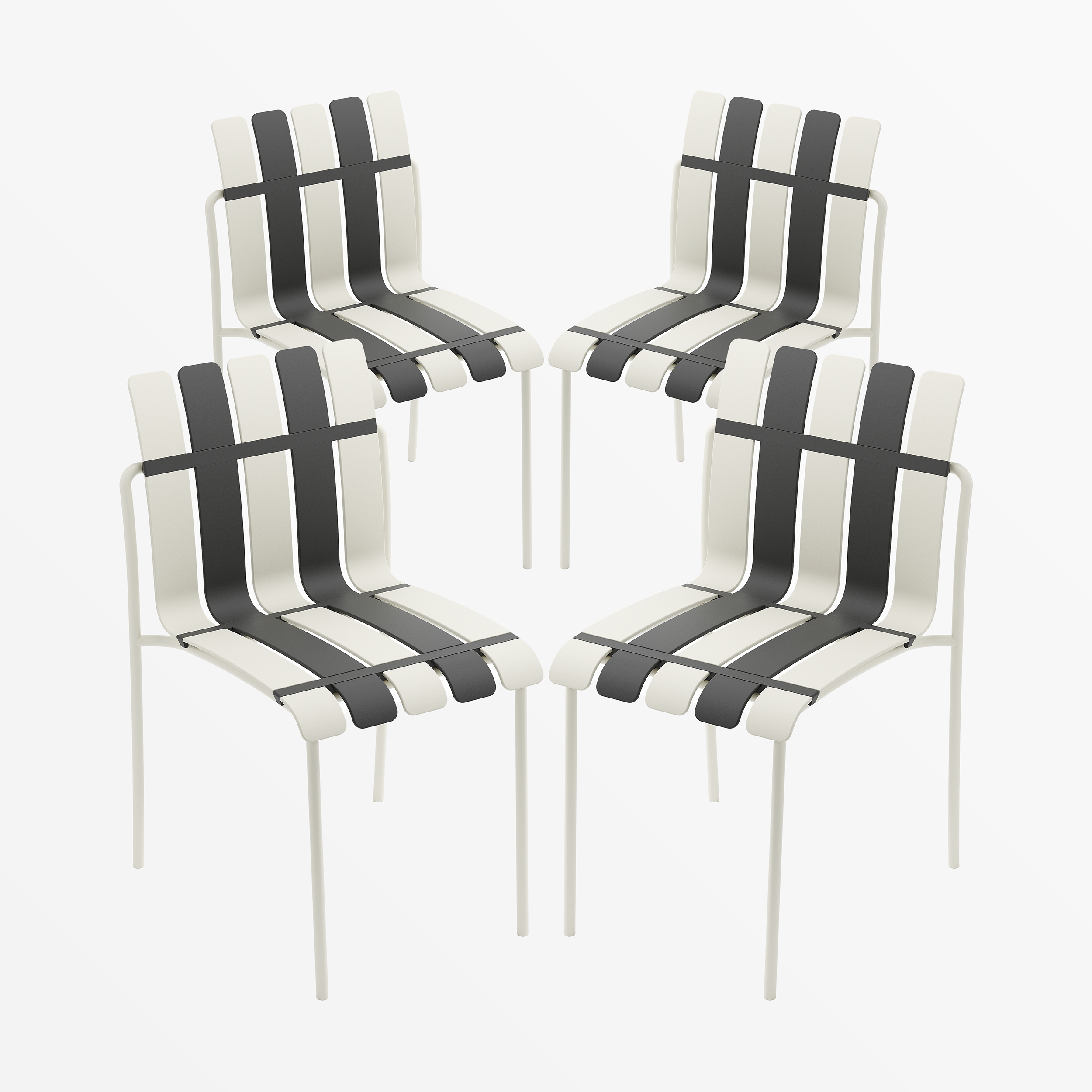 Ondara Outdoor Chairs – Set of 4 (Zebra Black & White) – Outlet - Marcel Olsen