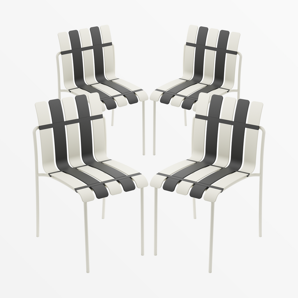 Ondara Outdoor Chairs – Set of 4 (Zebra Black & White) – Outlet - Marcel Olsen