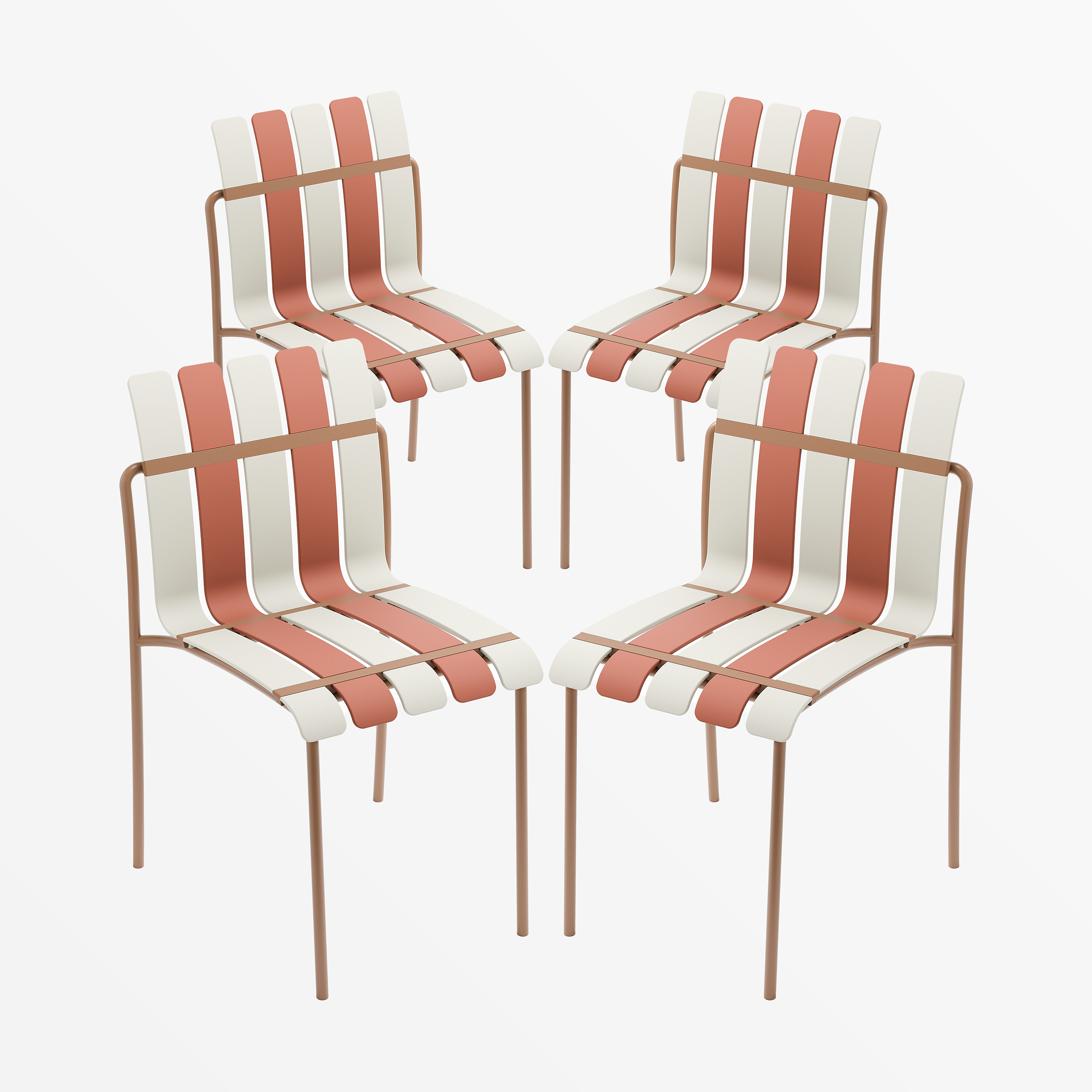 Ondara Outdoor Chairs – Set of 4 (Nude Beige & White) – Outlet - Marcel Olsen