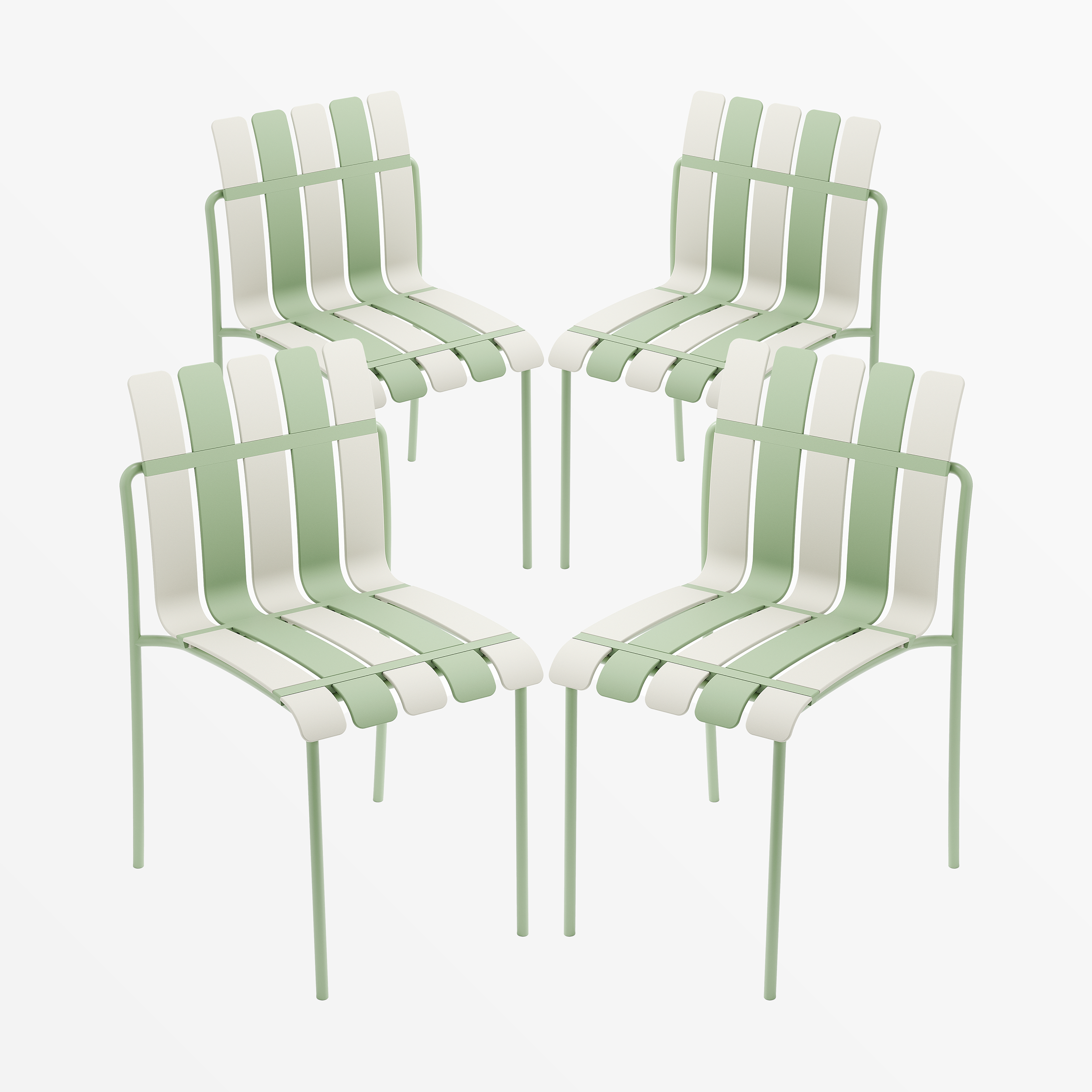 Ondara Outdoor Chairs – Set of 4 (Sage Green & White) – Outlet - Marcel Olsen