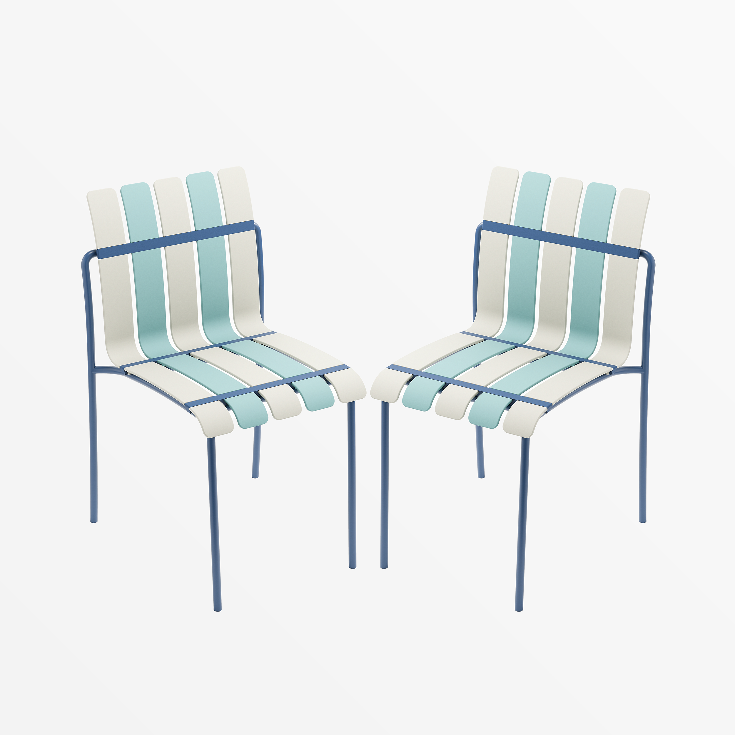 Ondara Outdoor Chairs – Set of 2 (Sea Blue & White) – Outlet - Marcel Olsen