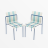 Ondara Outdoor Chairs – Set of 2 (Sea Blue & White) – Outlet - Marcel Olsen