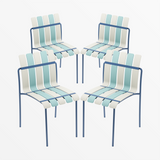 Ondara Outdoor Chairs – Set of 4 (Sea Blue & White) – Outlet - Marcel Olsen