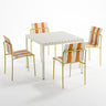 Ondara Outdoor 4 Chair & Dining Table (Citrus Orange, Yellow & White) – Modern Boho Patio Pack - Marcel Olsen