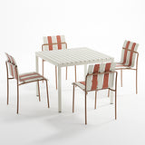 Ondara Outdoor 4 Chair & Dining Table (Nude Beige & White) – Modern Boho Patio Pack - Marcel Olsen