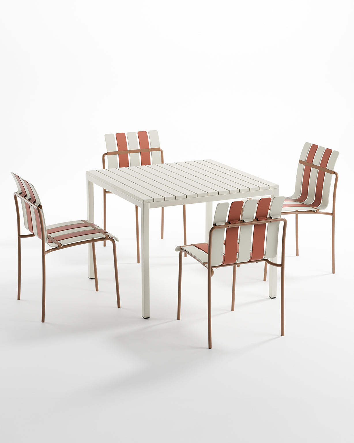 Ondara Outdoor 4 Chair & Dining Table Set (Nude Beige & White) - Outlet - Marcel Olsen